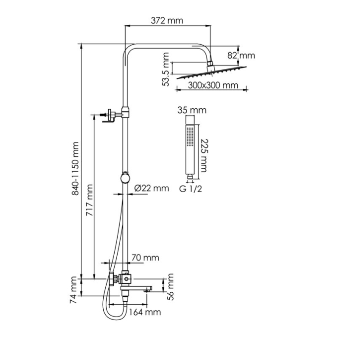 Душевая система WasserKRAFT A299.162.218.BM T Душевая система WasserKRAFT A299.162.218.BM T