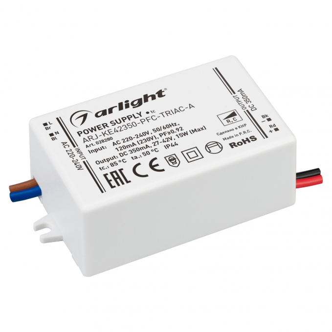 Блок питания ARJ-KE42350-PFC-TRIAC-A (15W, 350mA), Arlight, 028280, изображение 1 Блок питания ARJ-KE42350-PFC-TRIAC-A (15W, 350mA), Arlight, 028280, изображение 1