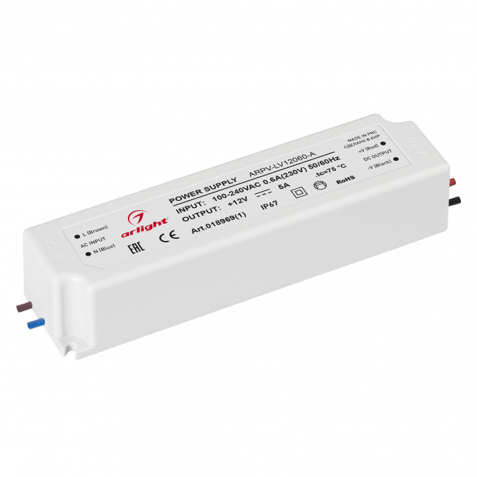 Блок питания ARPV-LV12060-A (12V, 5.0A, 60W), Arlight, 018969(1), изображение 1 Блок питания ARPV-LV12060-A (12V, 5.0A, 60W), Arlight, 018969(1), изображение 1
