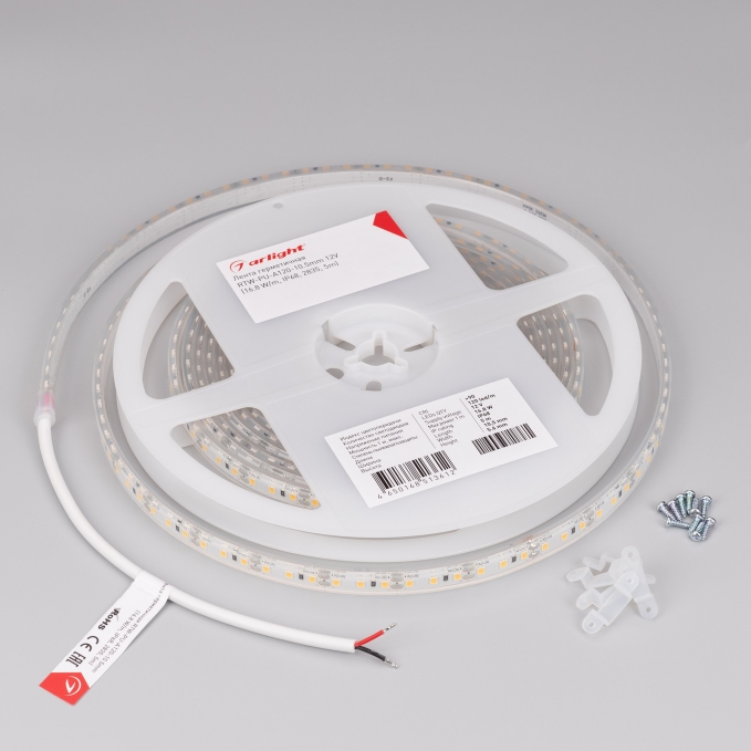 Светодиодная лента герметичная RTW-PU-A120-10.5mm 12V White6000 (16.8 W/m, IP68, Wire 2m, 5m), Arlight, 029596(3), изображение 3 Светодиодная лента герметичная RTW-PU-A120-10.5mm 12V White6000 (16.8 W/m, IP68, Wire 2m, 5m), Arlight, 029596(3), изображение 3