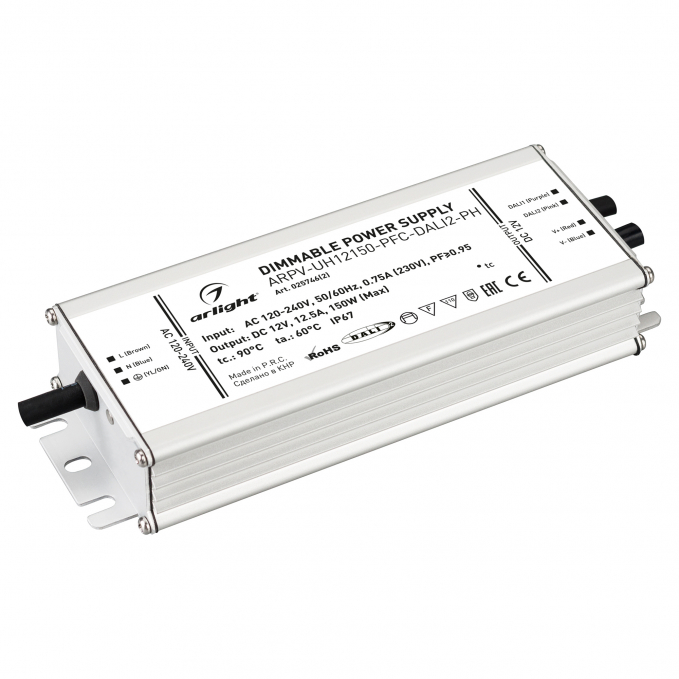 Блок питания ARPV-UH12150-PFC-DALI2-PH (12V, 12.5A, 150W), Arlight, 025746(2), изображение 1 Блок питания ARPV-UH12150-PFC-DALI2-PH (12V, 12.5A, 150W), Arlight, 025746(2), изображение 1