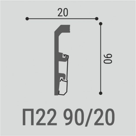 Плинтус Bello Deco П22 90-20 с монтажной планкой Плинтус Bello Deco П22 90-20 с монтажной планкой