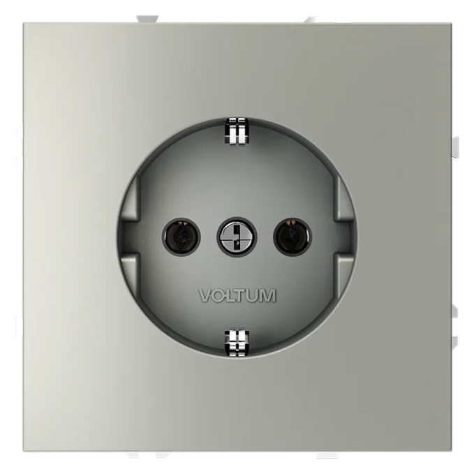 Розетка встраиваемая VOLTUM S70 с заземлением 16А, (сталь), Voltum, VLS040105 Розетка встраиваемая VOLTUM S70 с заземлением 16А, (сталь), Voltum, VLS040105