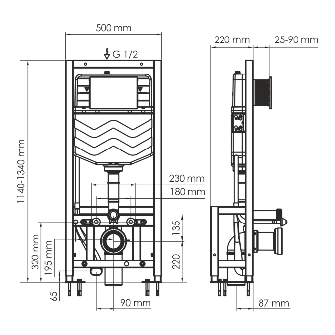 Система инсталляции для унитазов WasserKRAFT Dill 61TLT.010.ME.BN04