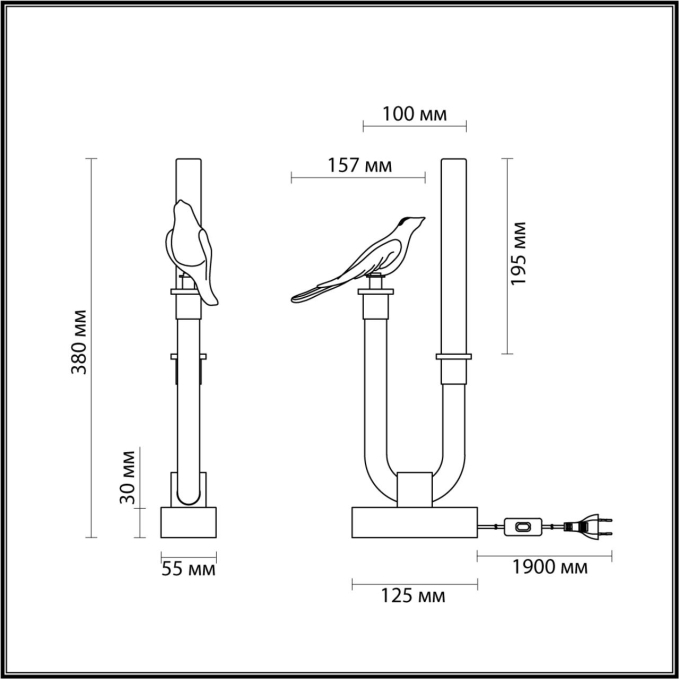 Настольная лампа LED 2W 4000K LARK L-VISION ODL_EX25 095 ODEON LIGHT 5431/2TL, схема товара Настольная лампа LED 2W 4000K LARK L-VISION ODL_EX25 095 ODEON LIGHT 5431/2TL, схема товара
