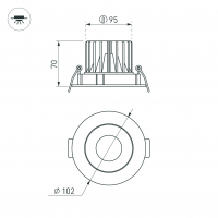 Светильник MS-FORECAST-BUILT-TURN-R102-12W Day4000 (BK-BK, 32 deg, 230V), Arlight, 035452
