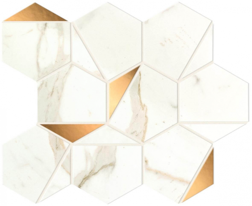 Мозаика Atlas Concorde Marvel Shine Calacatta Prestigio Gold Hex Shiny 25.1x29, A4WU Мозаика Atlas Concorde Marvel Shine Calacatta Prestigio Gold Hex Shiny 25.1x29, A4WU
