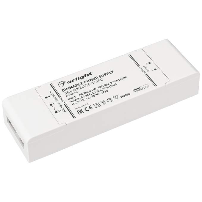 Блок питания ARV-SN24075-TRIAC (24V, 3.125A, 75W), Arlight, 030935, изображение 1 Блок питания ARV-SN24075-TRIAC (24V, 3.125A, 75W), Arlight, 030935, изображение 1