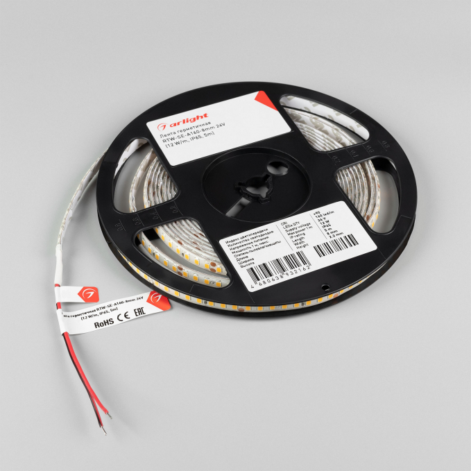 Светодиодная лента герметичная RTW-SE-A160-8mm 24V White6000 (12 W/m, IP65, 5m), Arlight, 038718, изображение 2 Светодиодная лента герметичная RTW-SE-A160-8mm 24V White6000 (12 W/m, IP65, 5m), Arlight, 038718, изображение 2