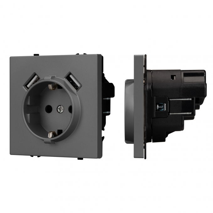 Механизм розетки с USB зарядкой SCT-NOBE-MUAA-SFPL-GR (230V, 16A), Arlight, 054291, изображение 1 Механизм розетки с USB зарядкой SCT-NOBE-MUAA-SFPL-GR (230V, 16A), Arlight, 054291, изображение 1