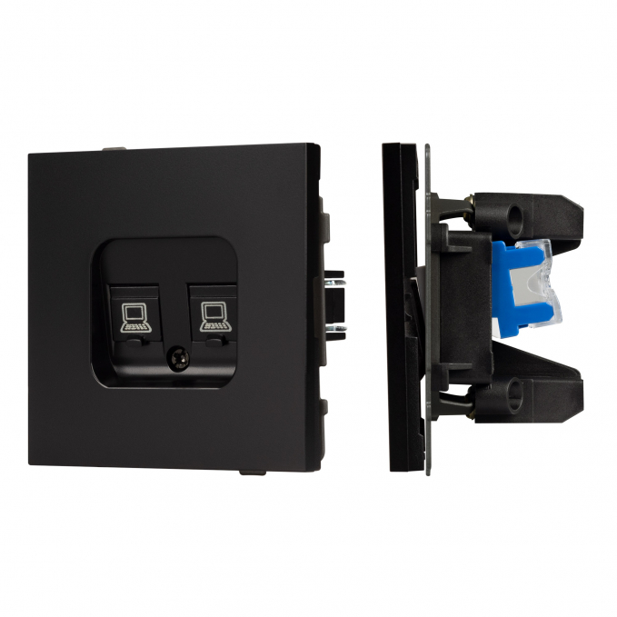 Механизм компьютерной розетки двойной SCT-TENDO-MPC2-PL-BK (RJ-45, CAT6), Arlight, 054101, изображение 1 Механизм компьютерной розетки двойной SCT-TENDO-MPC2-PL-BK (RJ-45, CAT6), Arlight, 054101, изображение 1