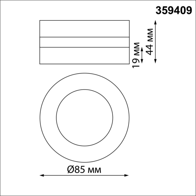 Светильник накладной/встраиваемый IP20 LED 5W 220V 3000K 240Лм GRODA OVER NT24 422 NOVOTECH 359409, схема товара