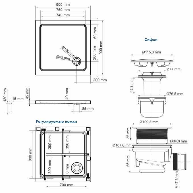 Душевой поддон WasserKRAFT Amper 29T03