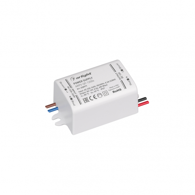 Блок питания ARPV-SP-12006 (12V, 0.5A, 6W), Arlight, 038977, изображение 1