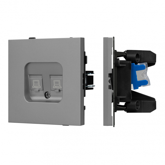 Механизм компьютерной розетки двойной SCT-TENDO-MPC2-PL-GR (RJ-45, CAT6), Arlight, 054102, изображение 1 Механизм компьютерной розетки двойной SCT-TENDO-MPC2-PL-GR (RJ-45, CAT6), Arlight, 054102, изображение 1
