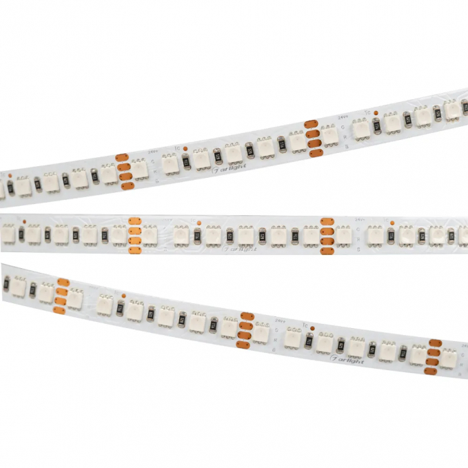 Светодиодная лента RT 2-5000 24V RGB 10mm (4040, 120 LED/m, LUX), Arlight, 026834, изображение 1 Светодиодная лента RT 2-5000 24V RGB 10mm (4040, 120 LED/m, LUX), Arlight, 026834, изображение 1