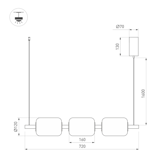 Светильник SP-CARAMELA-HANG-L720-12W Warm2700 (BK, 360 deg, 230V), Arlight, 056885, изображение 2 Светильник SP-CARAMELA-HANG-L720-12W Warm2700 (BK, 360 deg, 230V), Arlight, 056885, изображение 2