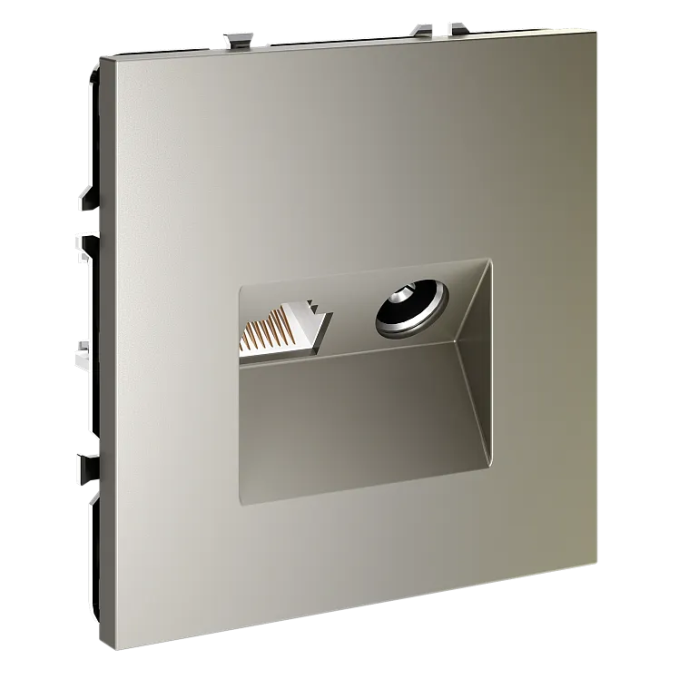 Розетка телевизионная встраиваемая VOLTUM S70 TV+RJ45 кат. 6, (шелк), Voltum, VLS060704 Розетка телевизионная встраиваемая VOLTUM S70 TV+RJ45 кат. 6, (шелк), Voltum, VLS060704