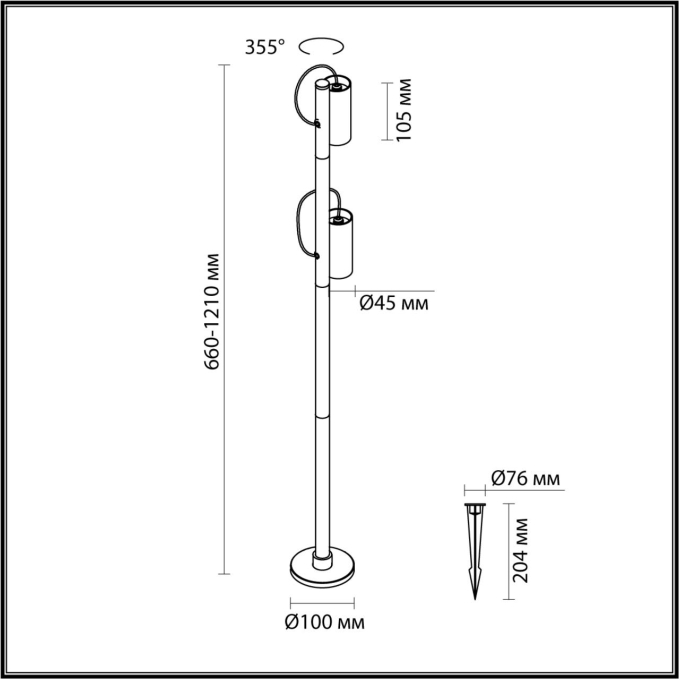 Уличный светильник поворотн на 355° IP65 LED 12W 3000K 20° 220V SOTI NATURE ODL25 677 ODEON LIGHT 7087/12FL, схема товара Уличный светильник поворотн на 355° IP65 LED 12W 3000K 20° 220V SOTI NATURE ODL25 677 ODEON LIGHT 7087/12FL, схема товара