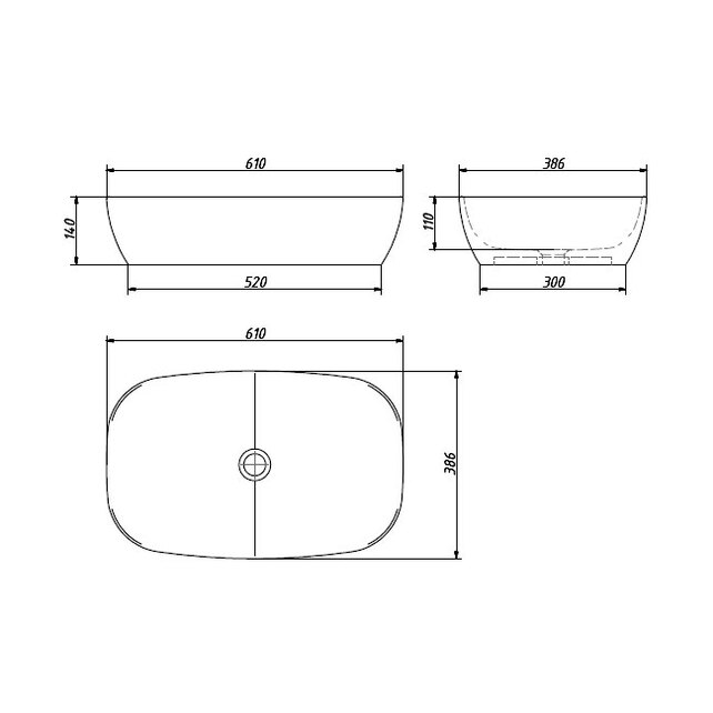 Накладная раковина Caprigo W8393-60 60 см белая Накладная раковина Caprigo W8393-60 60 см белая