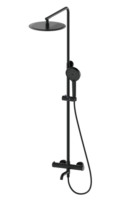 Душевая стойка со смесителем Wonzon & Woghand Stick WW-88739903-MB черная матовая с термостатом