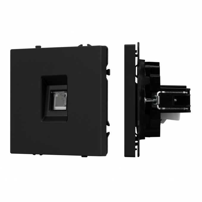 Механизм телефонной розетки SCT-NOBE-MTL1-SFPL-BK (RJ-11, 4C), Arlight, 054301, изображение 1