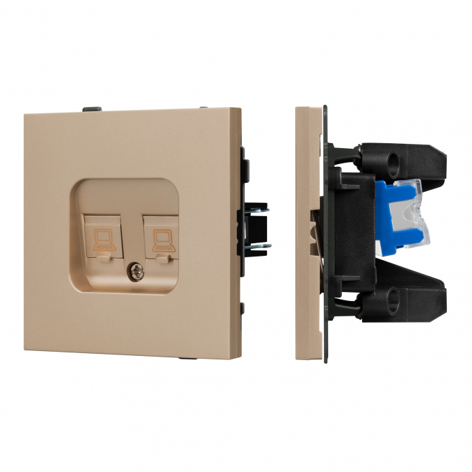 Механизм компьютерной розетки двойной SCT-TENDO-MPC2-PL-GD (RJ-45, CAT6), Arlight, 054103, изображение 1