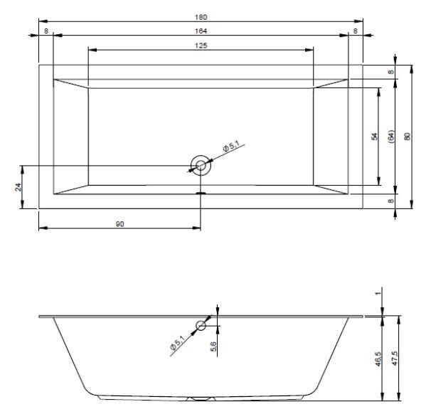 Ванна акриловая Riho Lugo 180x80 B133001005 пристенная Ванна акриловая Riho Lugo 180x80 B133001005 пристенная