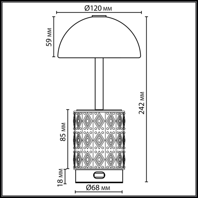 Настольная лампа беспроводная LED*3W 3000K LULU L-VISION Настольная 010 ODEON LIGHT 5452/3TL, схема товара Настольная лампа беспроводная LED*3W 3000K LULU L-VISION Настольная 010 ODEON LIGHT 5452/3TL, схема товара