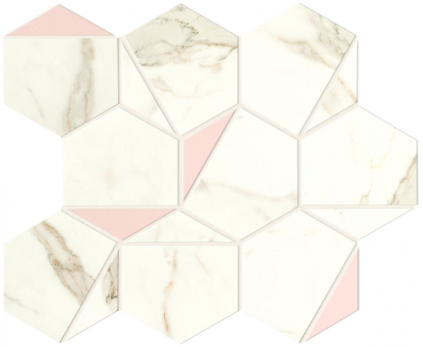 Мозаика Atlas Concorde Marvel Shine Calacatta Prestigio Rose Hex Silk 25.1x29, A4WS Мозаика Atlas Concorde Marvel Shine Calacatta Prestigio Rose Hex Silk 25.1x29, A4WS