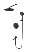 Душевой комплект со смесителем Wonzon & Woghand Stick WW-88929010-MB черный матовый встраиваемый с термостатом Душевой комплект со смесителем Wonzon & Woghand Stick WW-88929010-MB черный матовый встраиваемый с термостатом