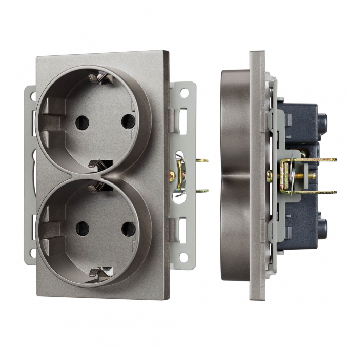 Механизм электрической розетки SCT-MEUD-PL-GR (250V, 16A), Arlight, 043766, изображение 1