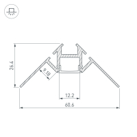 Профиль ARH-DECORE-S12-INT-2000 ANOD внутренний, Arlight, 023868 Профиль ARH-DECORE-S12-INT-2000 ANOD внутренний, Arlight, 023868
