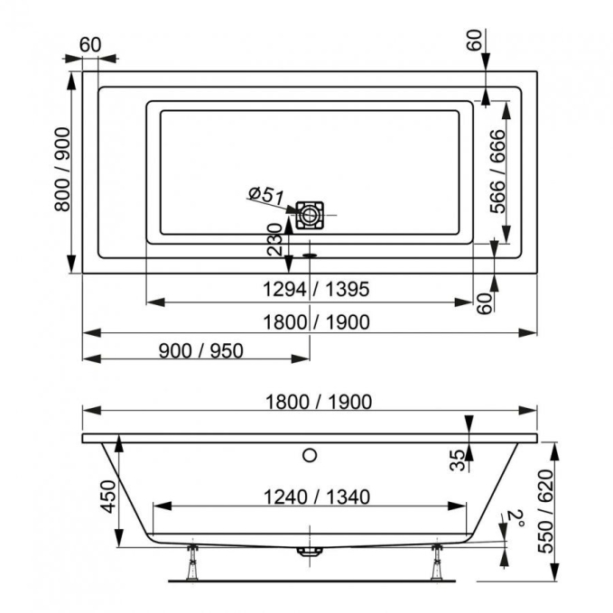Ванна акриловая Vagnerplast Cavallo 190x90 VPBA190CAV2X-04 Ванна акриловая Vagnerplast Cavallo 190x90 VPBA190CAV2X-04