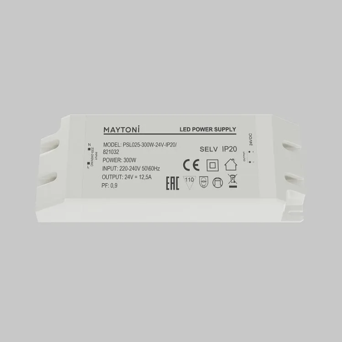 Источник напряжения PSL025 24В 300Вт IP20, Maytoni, 821032 Источник напряжения PSL025 24В 300Вт IP20, Maytoni, 821032
