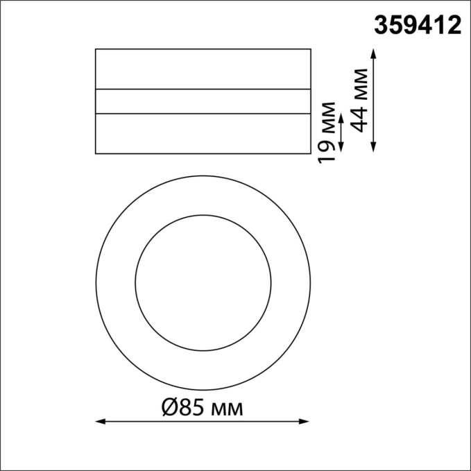 Светильник накладной/встраиваемый IP20 LED 5W 220V 4000K 240Лм GRODA OVER NT24 422 NOVOTECH 359412, схема товара