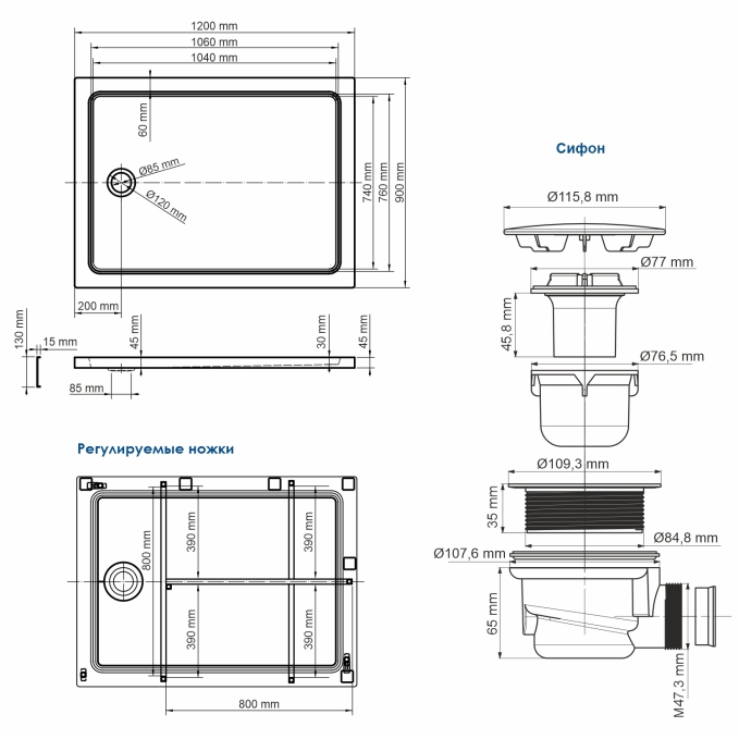 Душевой поддон WasserKRAFT Amper 29T07