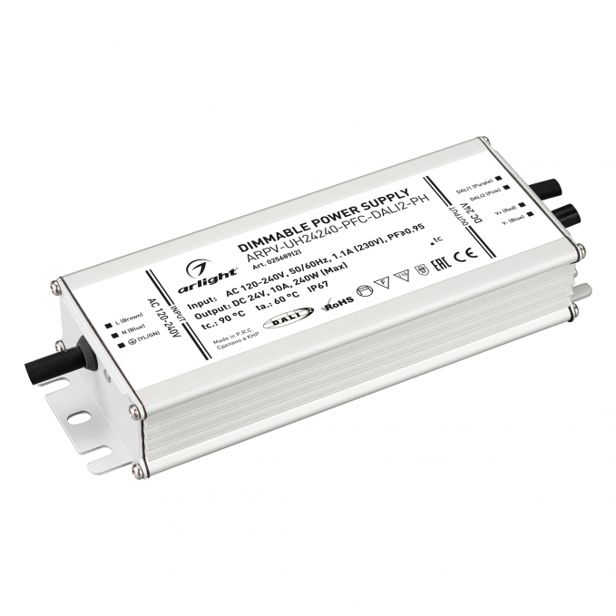 Блок питания ARPV-UH24240-PFC-DALI2-PH (24V, 10.0A, 240W), Arlight, 025689(2), изображение 1 Блок питания ARPV-UH24240-PFC-DALI2-PH (24V, 10.0A, 240W), Arlight, 025689(2), изображение 1