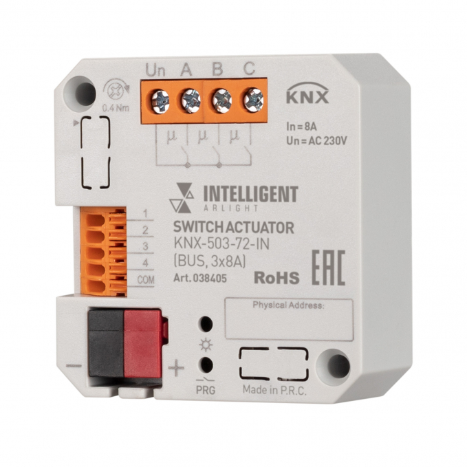 INTELLIGENT ARLIGHT Релейный модуль KNX-503-72-IN (BUS, 3x8A), Arlight, 038405, изображение 1 INTELLIGENT ARLIGHT Релейный модуль KNX-503-72-IN (BUS, 3x8A), Arlight, 038405, изображение 1