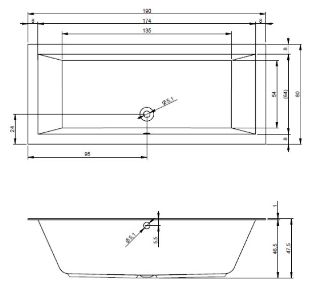 Ванна акриловая Riho Lugo 190x80 B135001005 пристенная Ванна акриловая Riho Lugo 190x80 B135001005 пристенная