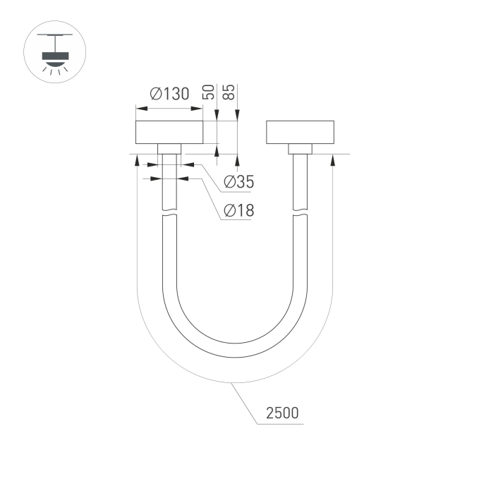 Светильник SP-TROPIC-SURFACE-R18-L2500-36W Warm3000 (GD, 360 deg, 230V), Arlight, 043404, изображение 4 Светильник SP-TROPIC-SURFACE-R18-L2500-36W Warm3000 (GD, 360 deg, 230V), Arlight, 043404, изображение 4