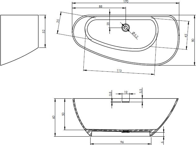 Ванна из искусственного камня Riho Granada 170x80 L B120001105 белая отдельно стоящая Ванна из искусственного камня Riho Granada 170x80 L B120001105 белая отдельно стоящая