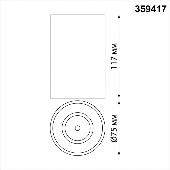 Светильник накладной влагозащищённый IP54 LED 10W 170-265V 4000К 830Лм RECTE OVER NT24 430 NOVOTECH 359417, схема товара