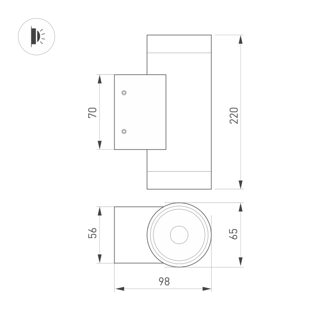 Светильник LGD-RAY-WALL-TWIN-R65-2x12W Warm3000 (GR, 6 deg, 230V), Arlight, 044231(1), изображение 2