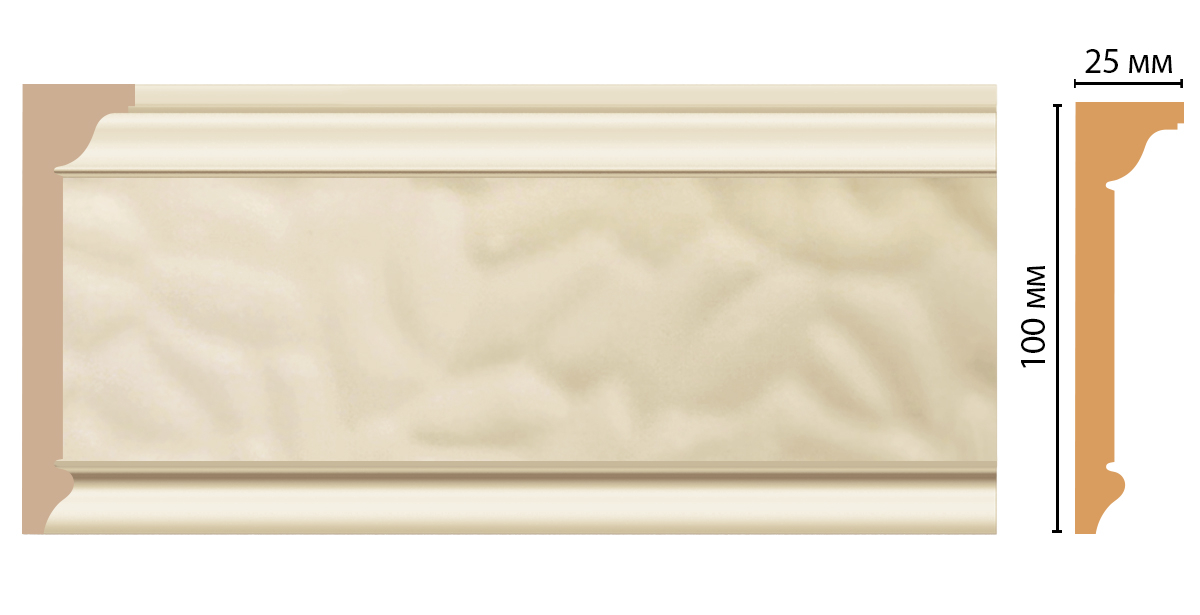 Карниз, плинтус потолочный Decomaster D215-61, 100x25x2400 мм Карниз, плинтус потолочный Decomaster D215-61, 100x25x2400 мм