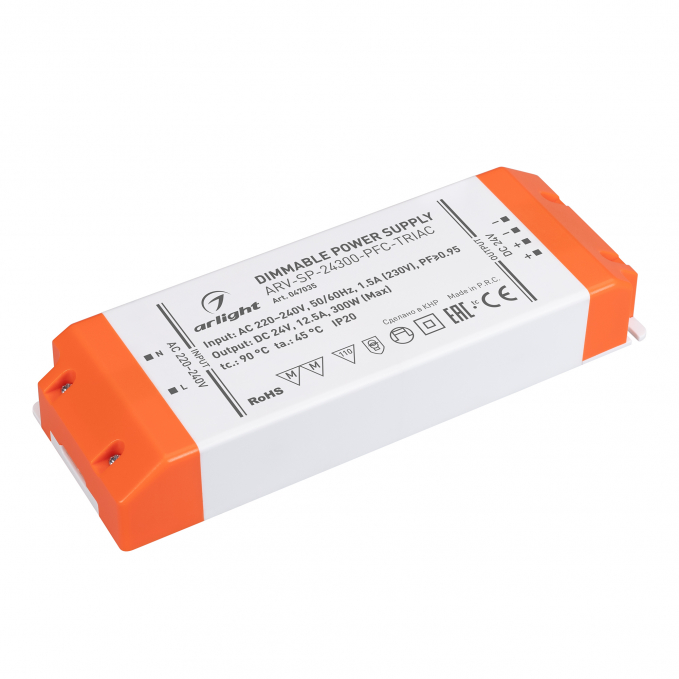 Блок питания ARV-SP-24300-PFC-TRIAC (24V, 12.5A, 300W), Arlight, 047035, изображение 1 Блок питания ARV-SP-24300-PFC-TRIAC (24V, 12.5A, 300W), Arlight, 047035, изображение 1