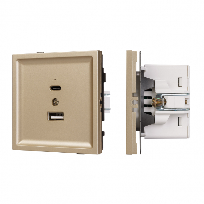 Механизм USB розетки SCT-TENDO-MUAC-SFPL-GD (5V, 3A, QC3), Arlight, 054537, изображение 1 Механизм USB розетки SCT-TENDO-MUAC-SFPL-GD (5V, 3A, QC3), Arlight, 054537, изображение 1
