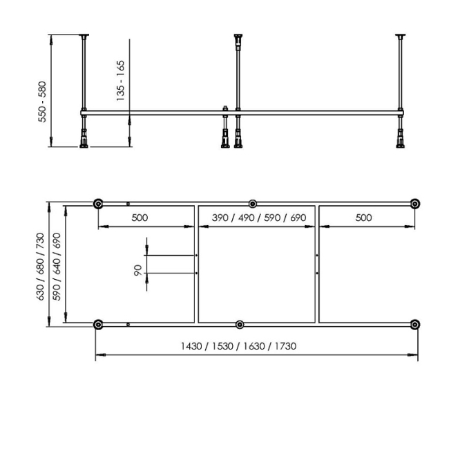 Каркас для ванны AM.PM Above W9XA-160-070W-R