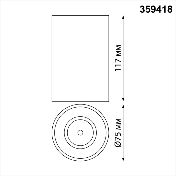 Светильник накладной влагозащищённый IP54 LED 10W 170-265V 3000К 830Лм RECTE OVER NT24 430 NOVOTECH 359418, схема товара Светильник накладной влагозащищённый IP54 LED 10W 170-265V 3000К 830Лм RECTE OVER NT24 430 NOVOTECH 359418, схема товара