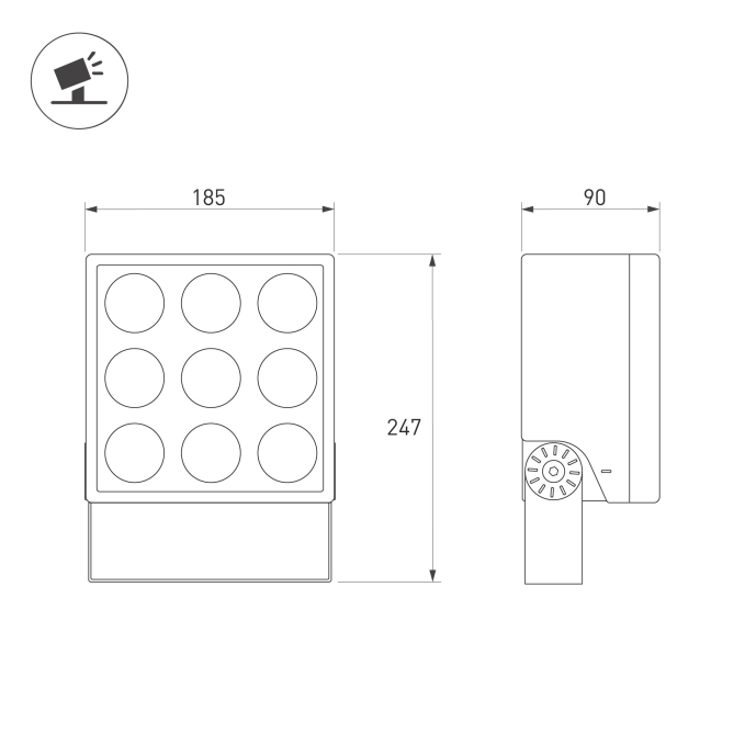 Светильник ALT-BLOCK-S185x185-36W Warm3000 (GR, 60 deg, 230V), Arlight, 054754, изображение 4 Светильник ALT-BLOCK-S185x185-36W Warm3000 (GR, 60 deg, 230V), Arlight, 054754, изображение 4